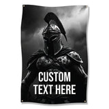 Custom Spartan Warrior Banner, Personalized Spartan Decor, Spartan Soldier Art, Custom Text Wall Hanging, Gift for Spartan Fans