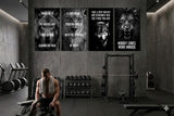 Home Gym Banners Set of 4 – Motivational Wolf & Lion – Nobody Cares Work Harder Gym Decor – Wall Art