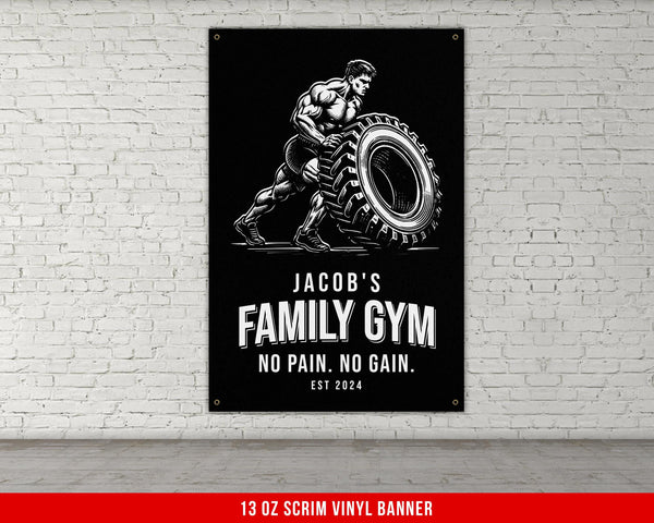 a black and white poster of a man holding a tire