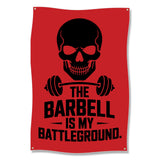Strong Fitness Wall Art, Skull Barbell Motivation, Gym Inspirational Poster, Workout Room Decor, The Barbell Is My Battleground Banner