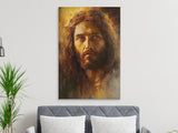 Jesus Christ Portrait Painting, Crown of Thorns Wall Art, Christian Religious Decor, Sacred Faith Artwork, Divine Spiritual Print