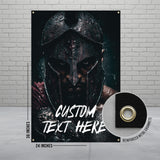 Custom Spartan Warrior Poster, Personalized Gladiator Wall Art, Medieval Knight Decor, Custom Text Banner, Man Cave Decoration