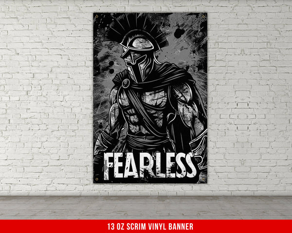 a black and white poster of a spartan soldier