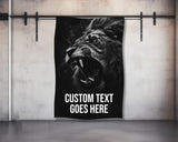 The image is a comparison of banner sizes, with a silhouette of a person standing next to the different sizes.