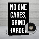Motivational Poster No One Cares Grind Harder, Office Wall Art Inspirational Quote, Gym Decor Encouragement Print, Workout Banner