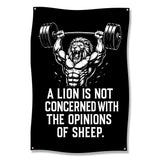 Motivational Lion Fitness Poster, Gym Wall Art, A Lion Is Not Concerned With The Opinions Of Sheep, Workout Decor, Inspirational Print