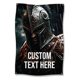 Medieval Knight Wall Art, Warrior Helmet Poster, Viking Decor, Historic Battle Print, Custom Text Art, Man Cave Gift, Fantasy Wall Decor
