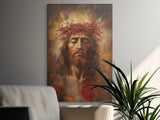 Jesus Christ Crown of Thorns Art Print, Abstract Religious Canvas, Modern Christian Wall Decor, Spiritual Faith Home Gift, Emotive Divine
