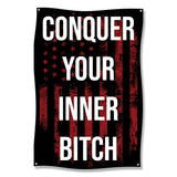 Gym Wall Decor, Motivational Workout Poster, Fitness Room Art, Conquer Your Inner Bitch, Home Gym Art, Exercise Banner