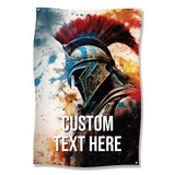 Spartan Warrior Poster, Colorful Warrior Wall Art, Greek Helmet Decor, Custom Text Wall Hanging, Gift for Him, Unique Home Decor