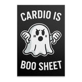 Ghost character with text "Cardio is boo sheet" on a black background.
