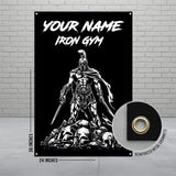 Custom Spartan Warrior Poster, Personalized Gym Banner, Bold Workout Decor, Menacing Gladiator Design, Motivational Fitness Art