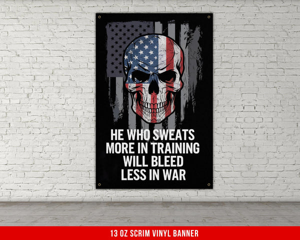 a poster of a skull with a usa flag on it