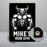 Gym Banner, Muscle Bull Gym Poster, Fitness Motivational Decoration, Workout Room Decor, Home Gym Wall Art, 24x36 Inch