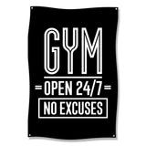 Gym Wall Art, Motivational Gym Poster, Fitness Quote Sign, Workout Room Decor, Open 24/7, No Excuses, Home Gym Inspiration