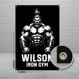 Custom Gym Banner, Muscle Man Poster, Personalized Fitness Sign, Gym Decor Wall Art, Iron Gym Sign, Workout Motivation Banner