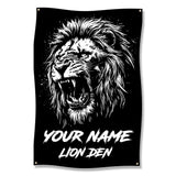 Lion Den Decor, Roaring Lion Wall Art, Black and White Animal Poster, Jungle Safari Art, Fierce Lion Illustration, Bold Wildlife Decor