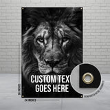 Lion Wall Art, African Safari Decor, Large Animal Poster, Black and White Lion Print, Lion King Poster, Custom Text Banner