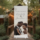 Custom Retractable Banner for Wedding – Personalized Photo Welcome Sign, Wedding Reception Decor, and Event Backdrop