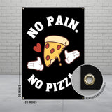 No Pain No Pizza Banner, Funny Pizza Poster for Kitchen, Humorous Food Art Decor, Wall Hanging, Dorm Room Decoration