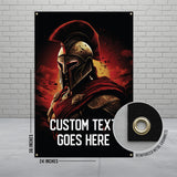 Spartan Warrior Wall Art, Epic Helmet Poster, Gladiator Decor, Medieval Knight Banner, Large 24x36 Inches, Home Decor, Man Cave Art
