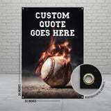 Baseball Wall Art, Sports Theme Decor, Fiery Baseball Poster, Motivational Quote Print, Personalized Sports Gift, Large Wall Banner