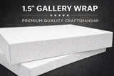 A white rectangular box with text above it, indicating it is a gallery wrap product.