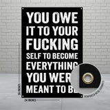 You Owe It To Your Self Quote Poster, Motivational Wall Art, Inspirational Decor, Office Wall Hanging, Positive Message Banner