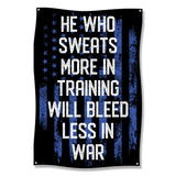 Motivational Gym Wall Art, He Who Sweats More in Training Will Bleed Less in War, Inspirational Workout Poster, Fitness Room Decor