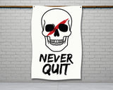 The image is a black and white advertisement for a product, likely a double-fold hem or a 2-meter-long fabric. The ad provides a size guide for the product, indicating that it is 56 inches long and 34.5 inches wide.