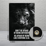 Lion Poster, Inspirational Quote Wall Art, Motivational Home Decor, Black and White Animal Print, Be Different, 24x36 Inch Decoration