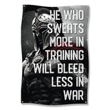 Inspirational Fitness Wall Art, Motivational Gym Poster, He Who Sweats More in Training Will Bleed Less in War, Workout Room Decor