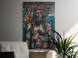 Modern Jesus Graffiti Art, Urban Christ with Spiked Crown of Thorns, Contemporary Religious Wall Art Decor, Vibrant Digital Print
Jesus