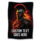 Spartan Warrior Tapestry, Dark Fantasy Wall Hanging, Epic Battle Decor, Medieval Knight Artwork, Heroic Poster, Fire Background