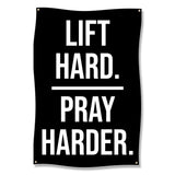 Motivational Gym Wall Decor, Lift Hard Pray Harder Poster, Home Gym Inspirational Wall Art, Fitness Motivation Banner, Workout Room Decor