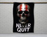 The image is a black and white advertisement for a product, likely a double-fold hem or a 2-meter-long fabric. The ad provides a size guide for the product, indicating that it is 56 inches long and 34.5 inches wide.