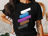Geometric layered design graphic tee, Modern abstract colorful t-shirt, Unique casual wear, Stylish and trendy comfortable shirt