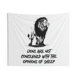 Lions Are Not Concerned With Opinions Of Sheep Tapestry Wall Art Motivational Quote Banner For Gym Dorm Decor Inspirational Gift