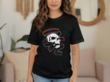 Skull Graphic Black T-Shirt, Cool Gothic Skull Tee, Rocker Style Shirt for Adults, Edgy Skeleton Print Top, Casual Black Shirt