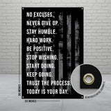 Inspirational Wall Art, Motivational Poster, No Excuses Never Give Up, Stay Humble Hard Work, Be Positive Start Doing, 24 x 36 Inches