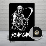 Grim Reaper Poster, Skeleton with Scythe Art Print, Dark Gothic Wall Decor, Death Grim Reaper Art, Scary Halloween Decoration