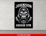 Johnson Garage Gym banner with aggressive gorilla graphic.