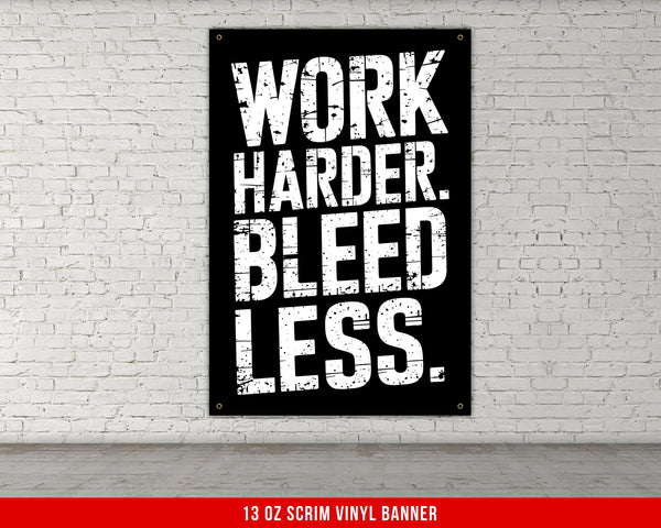 Work Harder Bleed Less Gym Motivation Banner, Motivational Quote Wall Art, Home Gym Decor, Custom Gym Banner, Fitness Flag