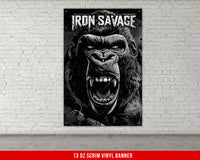 a black and white picture of a gorilla on a brick wall