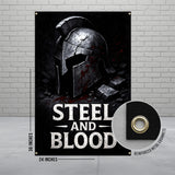 Spartan Helmet Wall Art, Steel and Blood Poster, Warrior Decor, Man Cave Decoration, Historical Armor Print, Bold and Fierce Artwork