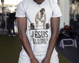 Religious Faith Gym Shirt | Jesus The Ultimate Deadlifter T-Shirt | Funny Vintage Christian Shirts | Christian Gym | Fitness Shirt