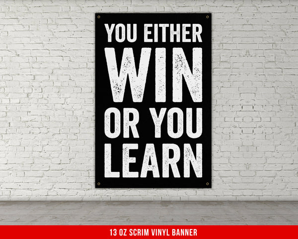 Win Or Learn Banner - Home Gym Decor - Large Motivational Quote Wall Art - Weightlifting - Sports Inspiration