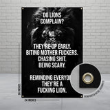 Inspirational Lion Quote Banner, 24x36 Impactful Wall Art, Motivational Black and White Poster, Bold Statement Decor