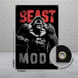 Beast Mode Gorilla Banner, Gym Decor, Motivational Wall Art, Fitness Inspiration Poster, Workout Room Decoration, 24x36 Inches