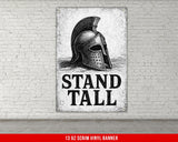 a comparison of banner sizes to scale, with a silhouette of a man standing next to the corresponding banner sizes.